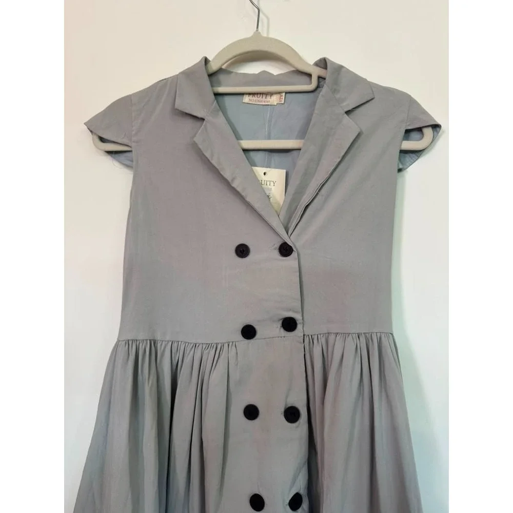 NWT Fruity Couture Girls Size 10-12yr Dress Double Breasted Short Cap Sleeves